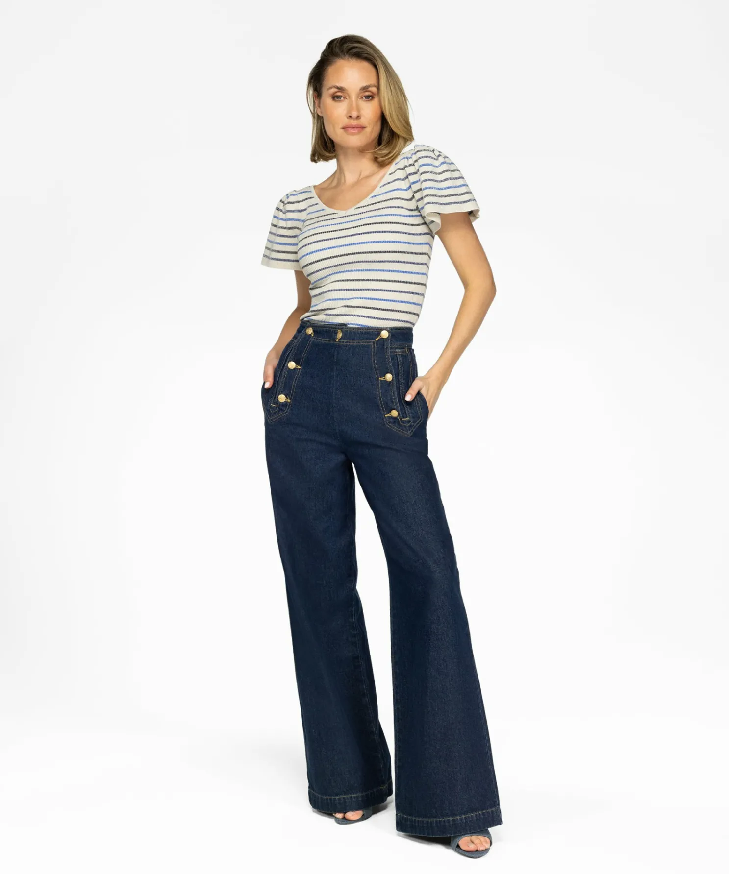 IBANA Thaira Stripes Airy Blue- Non Leather