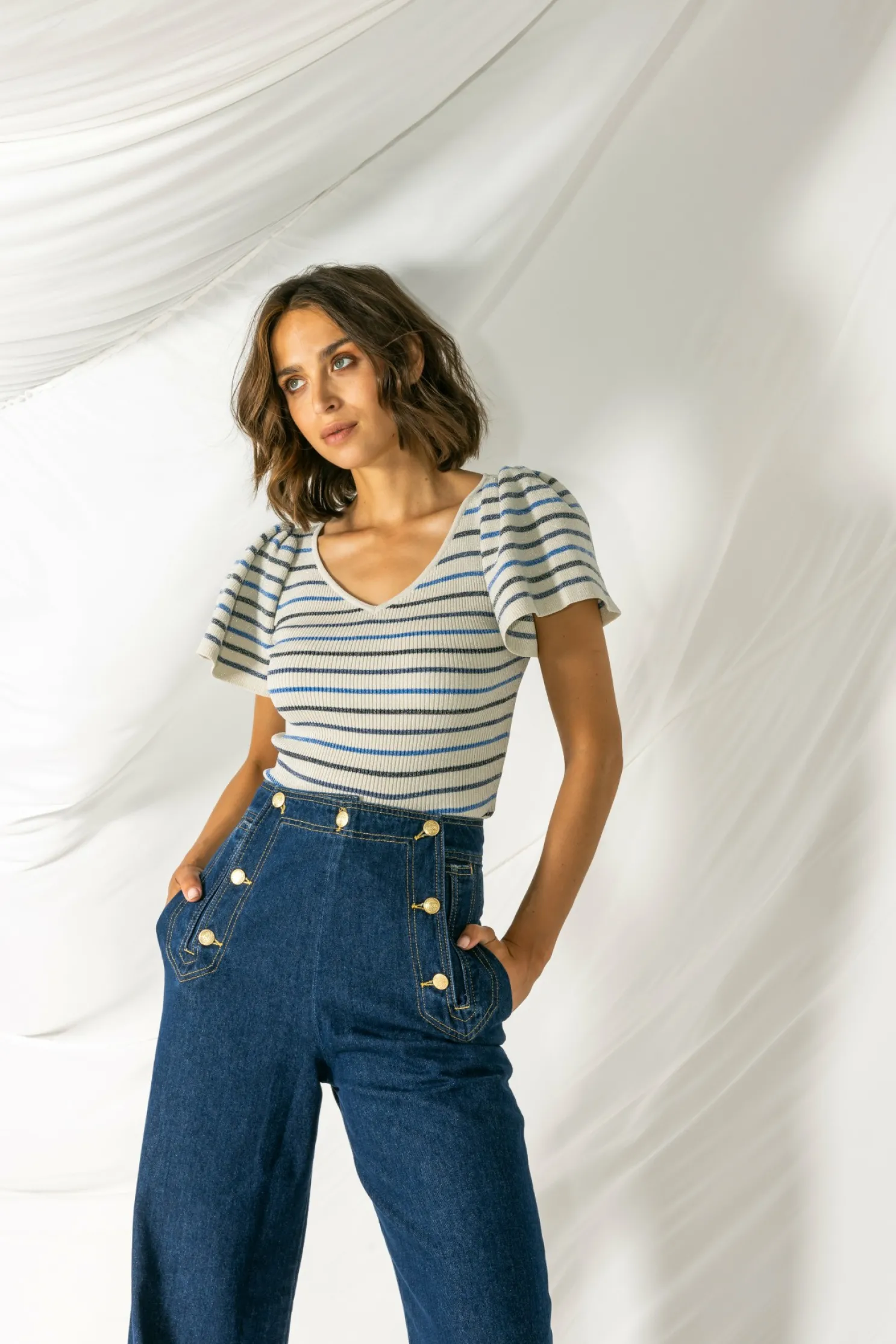 IBANA Thaira Stripes Airy Blue- Non Leather